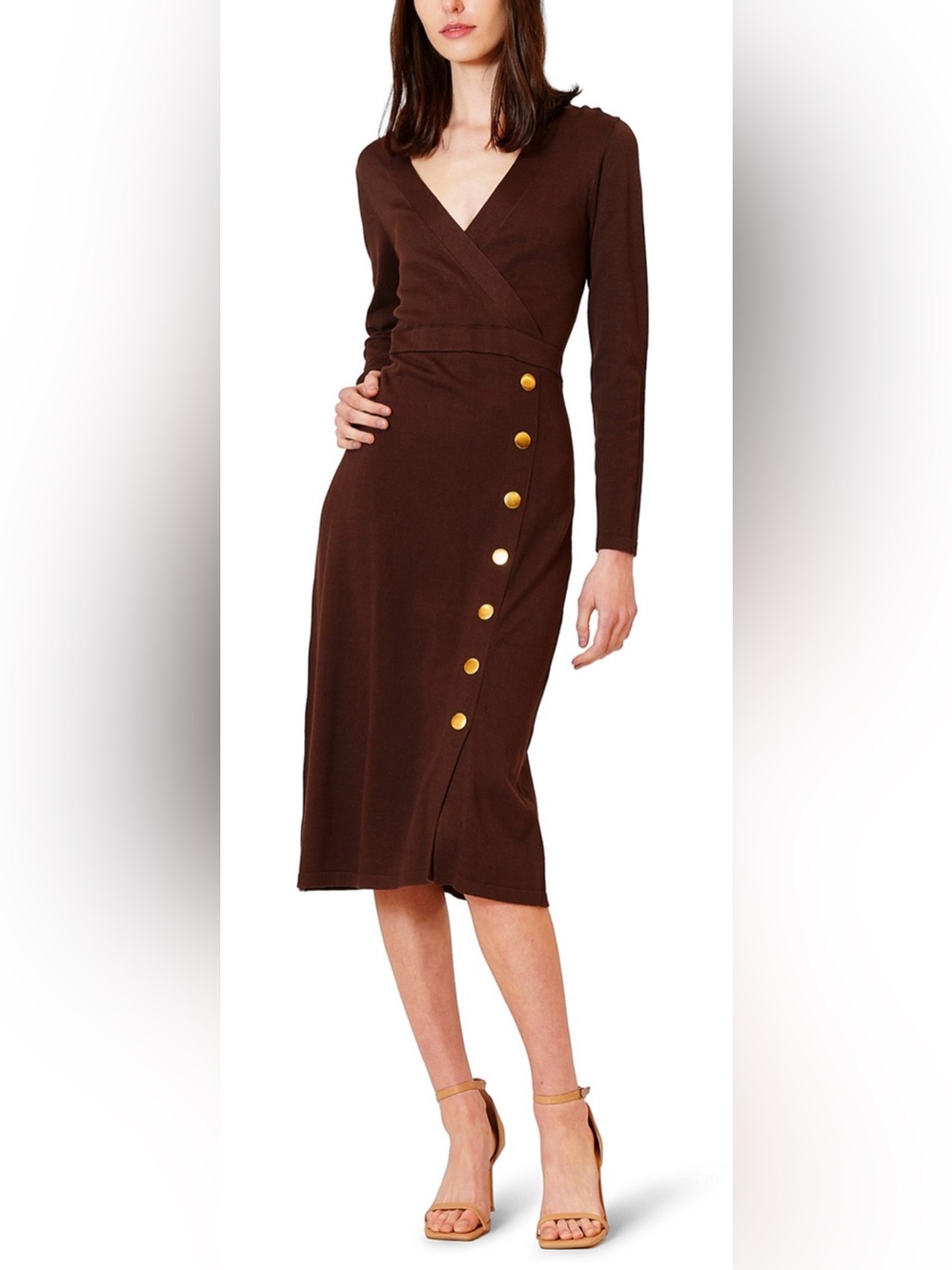 DONNA RICCO Women’s Faux Wrap Sweater Dress. NWT